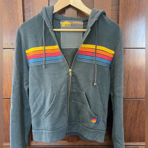 Aviator Nation 5 stripe sweatshirt XS hoodie - Picture 11 of 12
